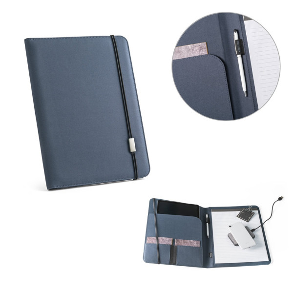 EMERGE FOLDER II. A4 folder in 100% rPET 300D with elastic closure