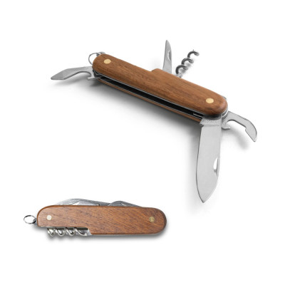 BELPIANO. Multifunction pocket knife in stainless steel and wood