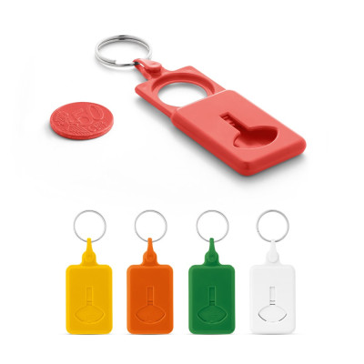 BUS. Coin-shaped keyring for supermarket trolley