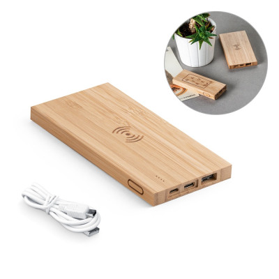 FITCH. 5.000 mAh capacity portable bamboo battery