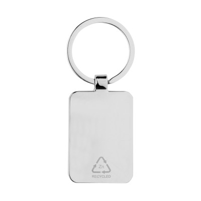 RCS recycled zinc alloy rectangle keychain with bamboo