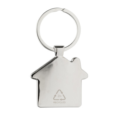 RCS recycled zinc alloy house keychain with bamboo