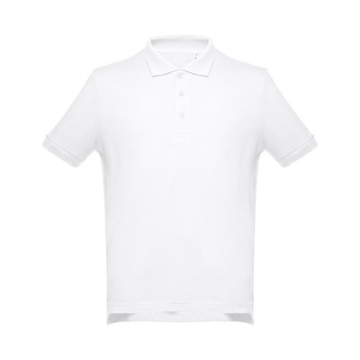 THC ADAM WH. Men's short-sleeved cotton piqué polo shirt. White