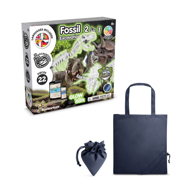 2 in 1 Fossil Excavation Kit V. Educational game supplied with a 190T folding gift bag