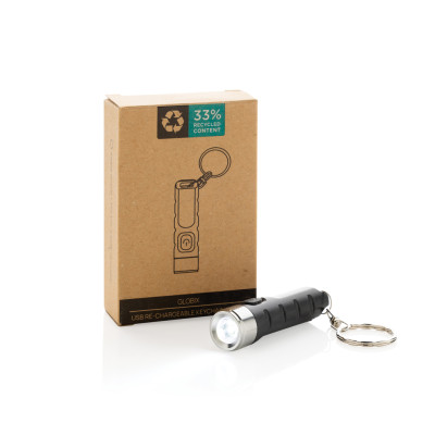 Globix RCS recycled plastic USB re-chargeable keychain torch