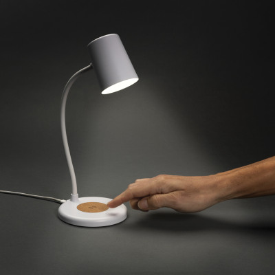 Zenara RCS recycled plastic and cork 15W wireless desk lamp