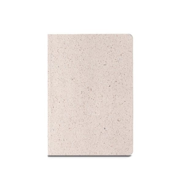 ORGANIC SEMI-RIGID. A5 notepad with semi-rigid cover made from organic elephant matter (95%)