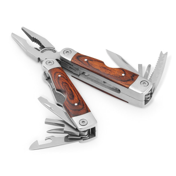 MAGNUM. Folding pliers with multi-function tools in stainless steel and wood