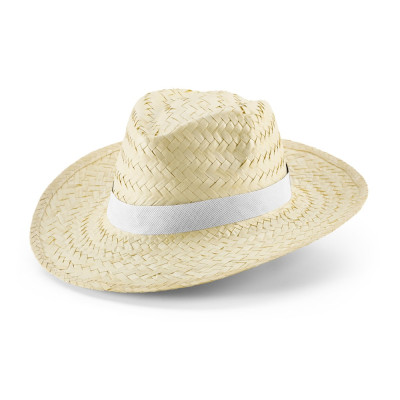 EDWARD POLI. Natural straw hat with polyester ribbon