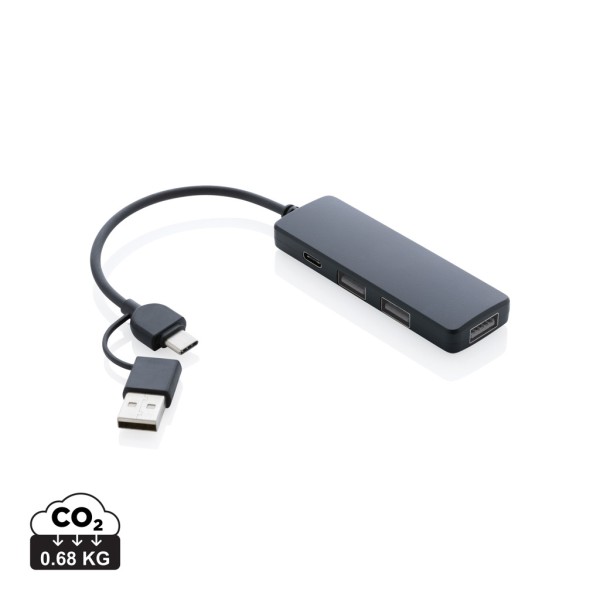  RCS perdirbto plastiko USB šakotuvas su dviem įvestimis