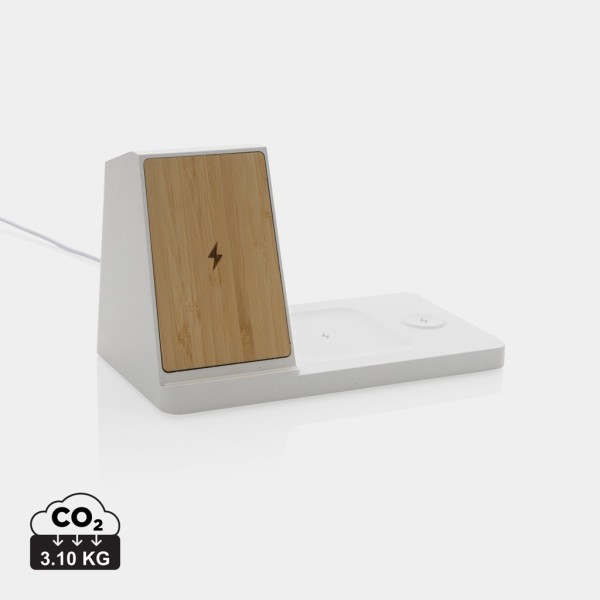 Ontario recycled plastic & bamboo 3-in-1 wireless charger