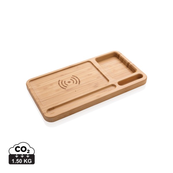 Bamboo desk organiser 5W wireless charger