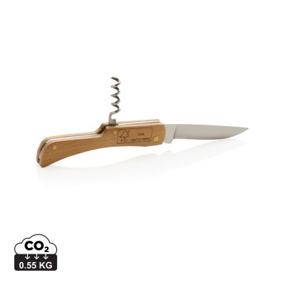 Wooden knife with bottle opener