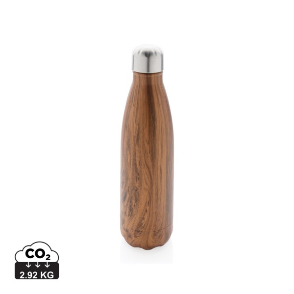 Vacuum insulated stainless steel bottle with wood print