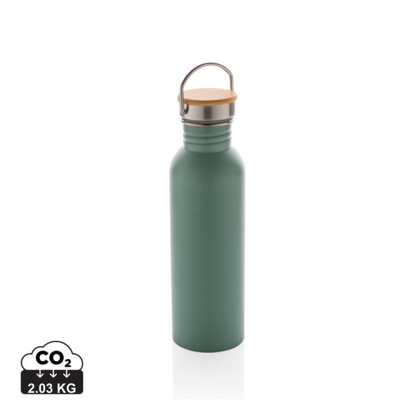 Modern stainless steel bottle with bamboo lid