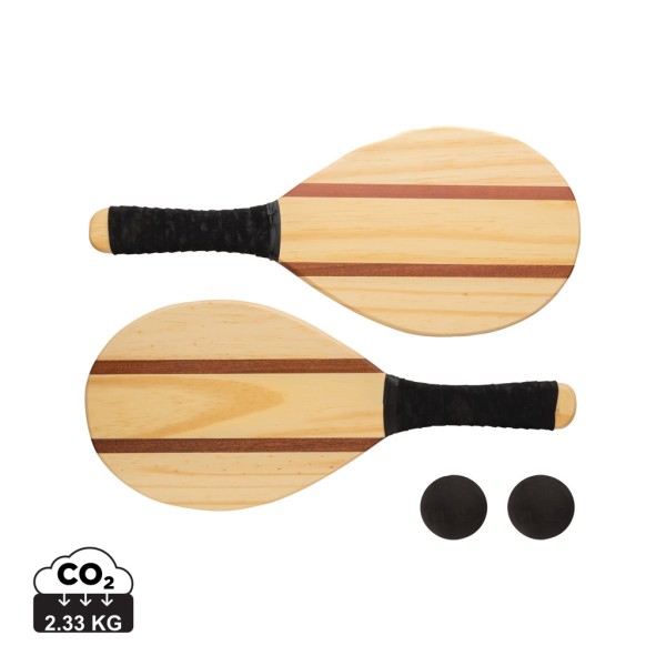 Wooden frescobol tennis set