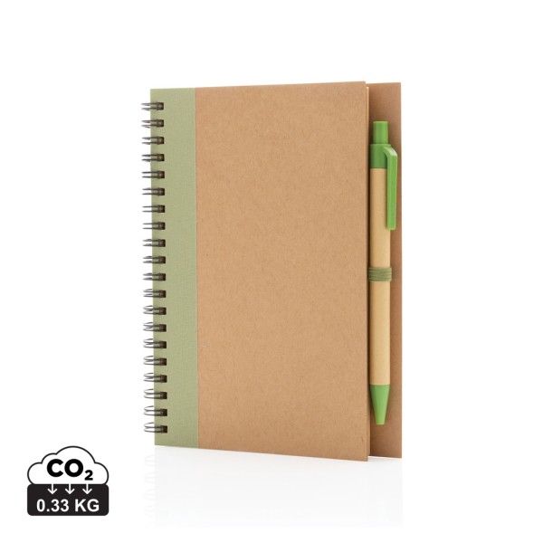 Kraft spiral notebook with pen