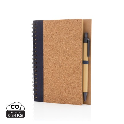 Cork spiral notebook with pen