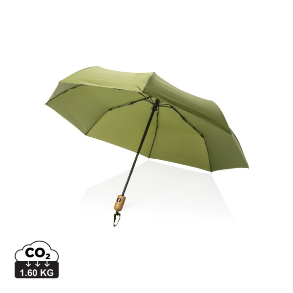 21" Impact AWARE™ RPET 190T bamboo auto open/close umbrella