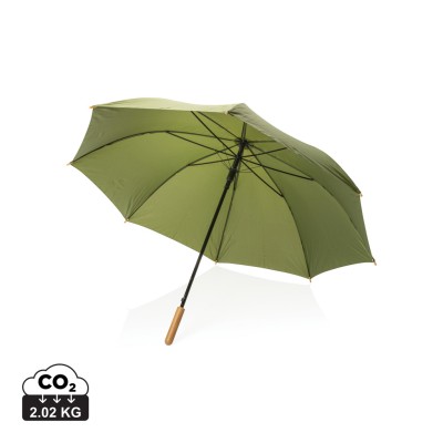 27" Impact AWARE™ RPET 190T auto open bamboo umbrella