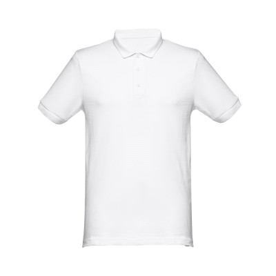 THC MONACO WH. Men's short-sleeved piqué polo shirt in 100% cotton