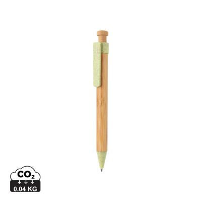 Bamboo pen with wheatstraw clip